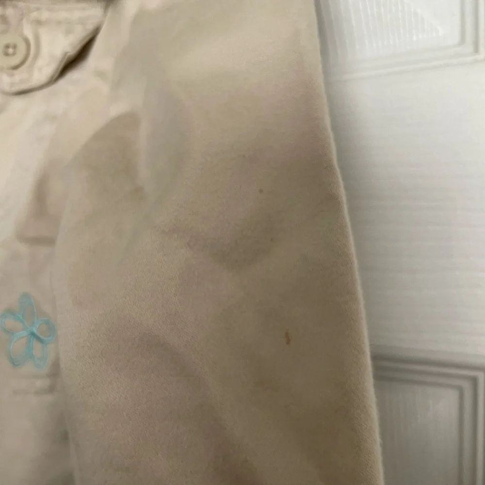 Old Navy Kids Tan Jacket with Blue Floral Accents Vintage Y2K